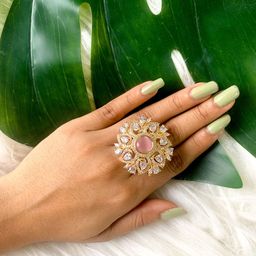 I Jewels Rose Gold Plated & CZ Studded Ring-45