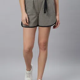 Azira Women Black & Beige Printed Regular Fit Regular Shorts-image-33