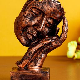 eCraftIndia Copper-Toned Rustic Look Human Face Resting on Hands Handcrafted Showpiece-image-16