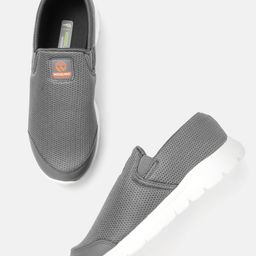 Woodland Men Grey Woven Design Slip-On Sneakers-42