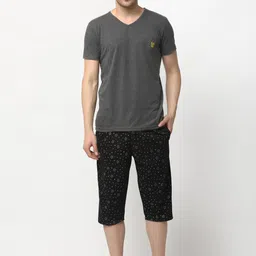 VIMAL JONNEY Men Grey & Black Solid Night suit-picture-36