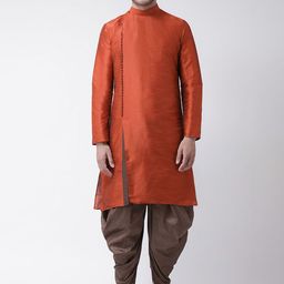DEYANN Men Orange & Brown Solid Kurta with Patiala-picture-41