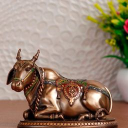 eCraftIndia Gold-Toned Nandi Idol Cold Cast Bronze Resin Decorative Figurine Showpiece-image-54