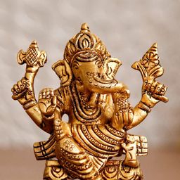 eCraftIndia Gold-Toned 4 Bhujadhari Lord Ganesha on Chowki Handcrafted Idol Showpiece-image-49