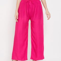 Clora Creation Women Magenta Solid Straight Palazzos-31