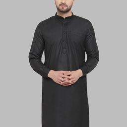 Jompers Men Black Solid Straight Kurta-54