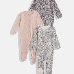 NEXT Infant Kids Pack of 3 Cotton Printed Sleepsuit-image-46