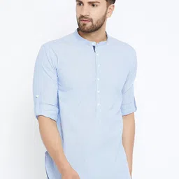 even Men Blue Solid Straight Kurta-32