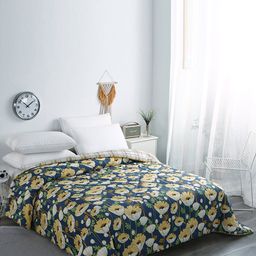 URBAN DREAM Navy Blue & Yellow Floral AC Room 120 GSM Double Bed Comforter-image-14