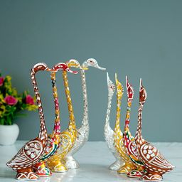 eCraftIndia Set of 8 Multicolored Kissing Swan Couple Handcrafted Figurine Showpieces-image-67