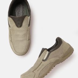 Woodland Men Khaki Solid Slip-On Sneakers-34