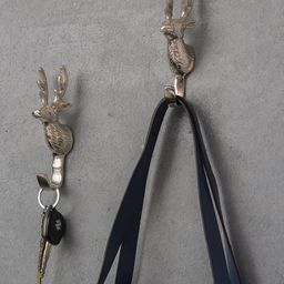Homesake Set Of 2 Silver Handmade Deer Head Wall Hook-10