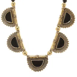 Bamboo Tree Jewels Gold-Toned & Black Statement Necklace-picture-46
