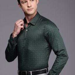 Louis Philippe Slim Fit Ethnic Motifs Printed Pure Cotton Formal Shirt-image-42