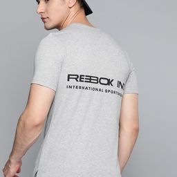 Reebok Men Grey & Black Typography Printed  REECYCLED + SPEEDWICK Training or Gym T-shirt-image-101