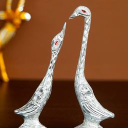 eCraftIndia Silver Kissing Swan Couple Handcrafted Decorative Figurine Showpieces-image-17