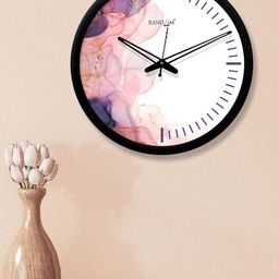 RANDOM White & Purple Round Printed 30.4 cm Analogue Wall Clock-10
