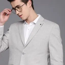 Louis Philippe Self Design Slim Fit Single-Breasted Smart Casual Blazer-picture-9