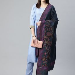 SWI Stylish Women Ethnic Motifs Woven Design Pure Wool Shawl-35