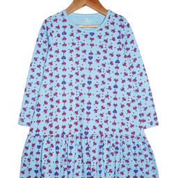 KiddoPanti Girls Blue Printed Drop-Waist Dress-image-90