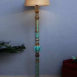 Homesake Beige & Brown Solid Traditional Club Lamp with Shade-51