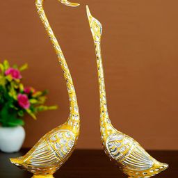 eCraftIndia Gold & Silver Toned Kissing Swan Couple Handcrafted Figurine Showpiece-image-106