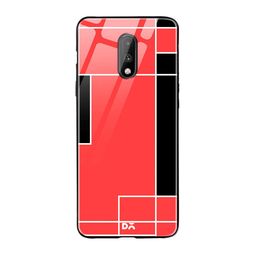 DailyObjects Coral-Coloured & Black Coral Blocks OnePlus 7 Glass Case-44