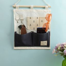Cortina White & Black Printed Multi-Utility Wall Hanging Organiser-1
