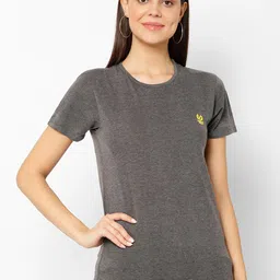 VIMAL JONNEY Women Grey Solid Round Neck T-shirt-image-54