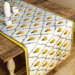 SEJ by Nisha Gupta Mustard & Grey Printed Table Runner-5