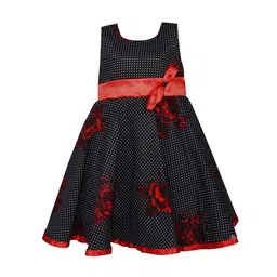 Wish Karo Girls Black Printed Fit and Flare Dress-image-55