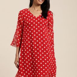 Qurvii Women Polka Dots Printed A-Line Dress-58