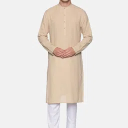 Saffron Threads Men Beige Dobby Kurta-55