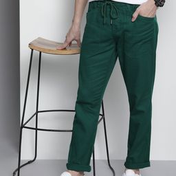 The Indian Garage Co Men Pure Cotton Slim Fit Trousers-image-43