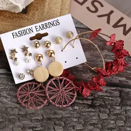Jewels Galaxy Women Set of 7 Gold-Plated Earrings-picture-2
