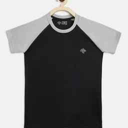 CHIMPRALA Girls Grey Colourblocked Round Neck T-shirt-picture-25