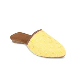 DESI COLOUR Women Yellow Embroidered Mules Flats-image-43