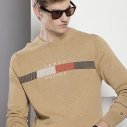 Tommy Hilfiger Pure Cotton Self Striped Embroidered Pullover Sweaters-image-57