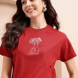 Mast & Harbour Women Printed Pure Cotton T-shirt-picture-28