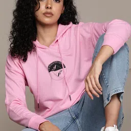 Roadster Women Printed Hooded Sweatshirt-image-7