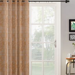 HOSTA HOMES Brown & Cream-Coloured Single Floral Long Door Curtain-picture-22