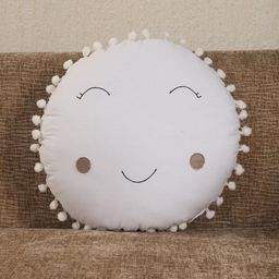 YK White & Brown Embellished Sun Shaped Cushion-image-76