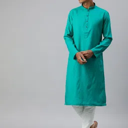 Manthan Men Self Design Regular Pure Cotton Kurta with Churidar-image-80