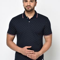 Octave Men Navy Blue Printed Polo Collar T-shirt-picture-32