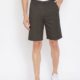 Hypernation Men Brown Solid Regular Fit Chino Shorts-image-87