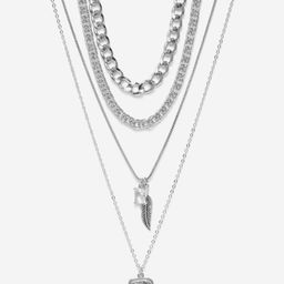 The Roadster Lifestyle Co. Men Pack of 4 Silver-Plated Stainless Steel Necklace-10