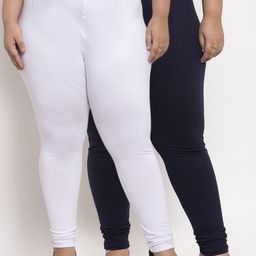 TAG 7 PLUS Women Pack Of 2 Solid Plus Size Ankle-Length Leggings-picture-17