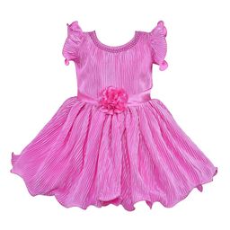 Wish Karo Girls Pink Solid Fit and Flare Dress-picture-19