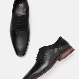 House of Pataudi Men Black Handcrafted Leather Formal Brogues-image-87