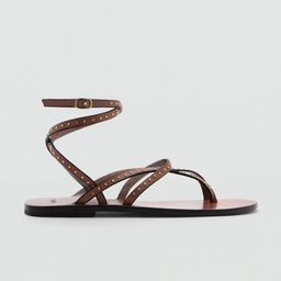 MANGO Women Embellished Leather One Toe Flats-image-57